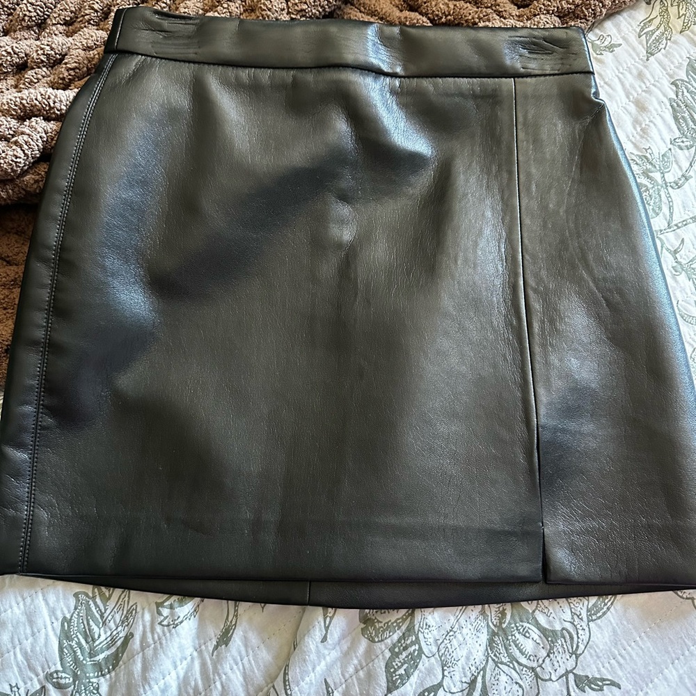Wilfred Black Leather Mini Skirt